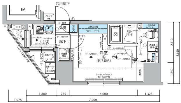   メインステージ信濃町 (1K/8階)の間取り写真