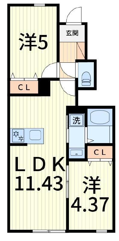 リーブルファイン足立辰沼(2LDK/1階)の間取り写真