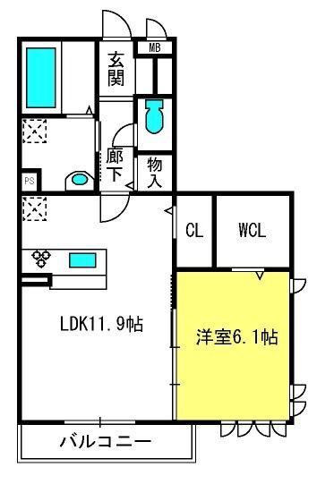 クレセント(1LDK/1階)の間取り写真