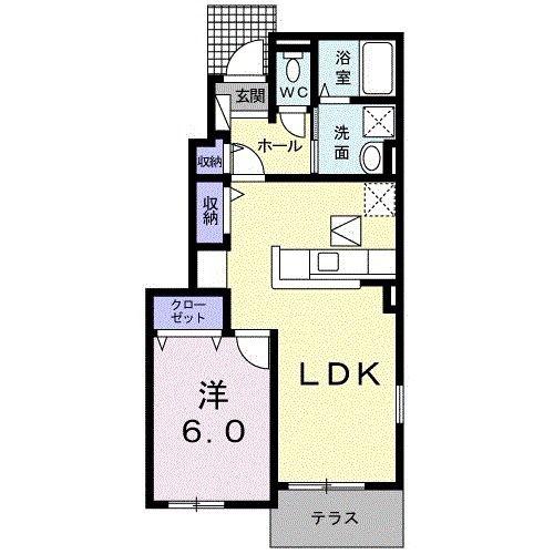 ミントマム(1LDK/1階)の間取り写真