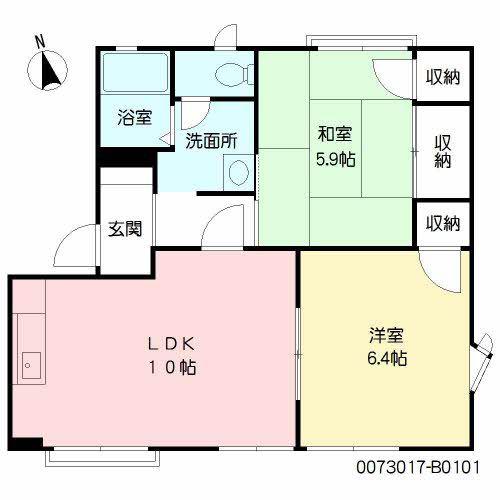 グレイス若宮B(2LDK/1階)の間取り写真