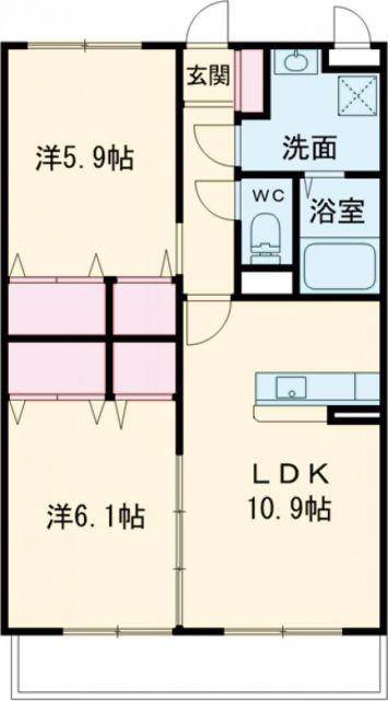 はなみずきII番館(2LDK/3階)の間取り写真