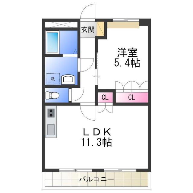 ソレイユ一条院(1LDK/1階)の間取り写真