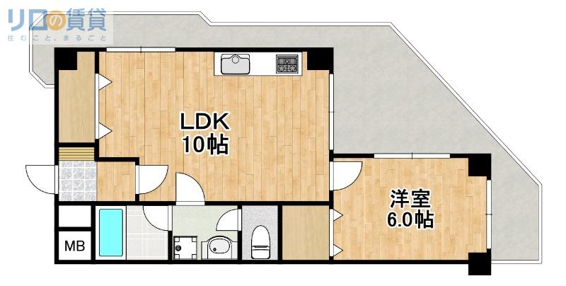 大建コーポ上新庄(1LDK/4階)の間取り写真