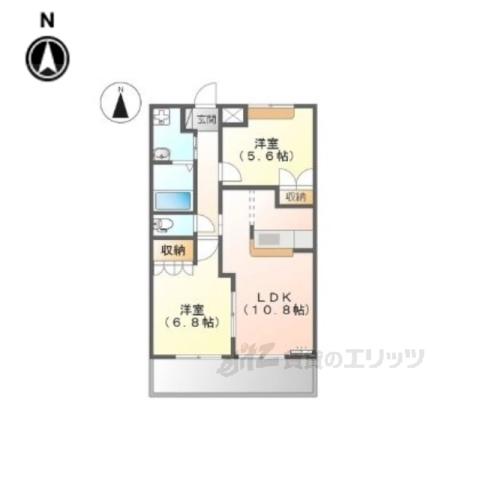 FELICE奥鳥井Ⅱ号館(2LDK/2階)の間取り写真