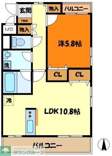 メゾンクレールHIYOSHI(1LDK/3階)の間取り写真