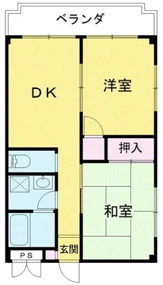 メゾンコム(2DK/1階)の間取り写真