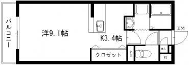 グランストーク宙(1K/4階)の間取り写真