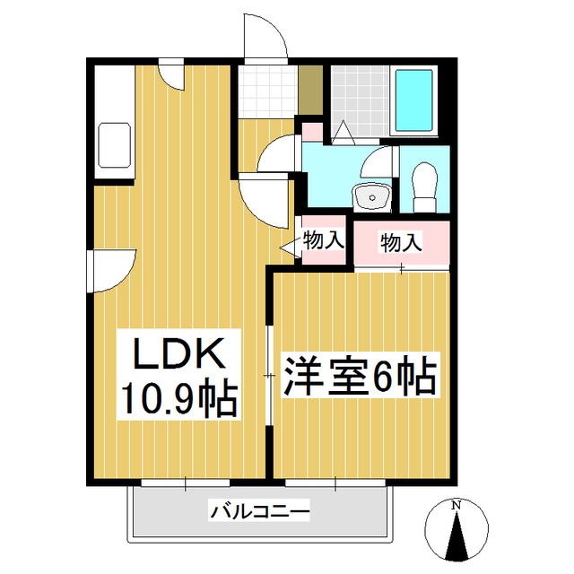 プレミアムF(1LDK/2階)の間取り写真