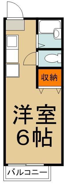 ホワイトハウス(1K/2階)の間取り写真