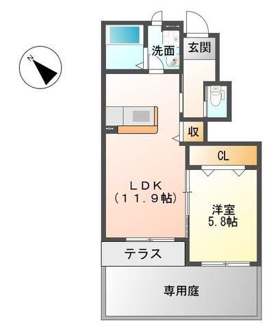 LAPIS LAZULI II(1LDK/1階)の間取り写真