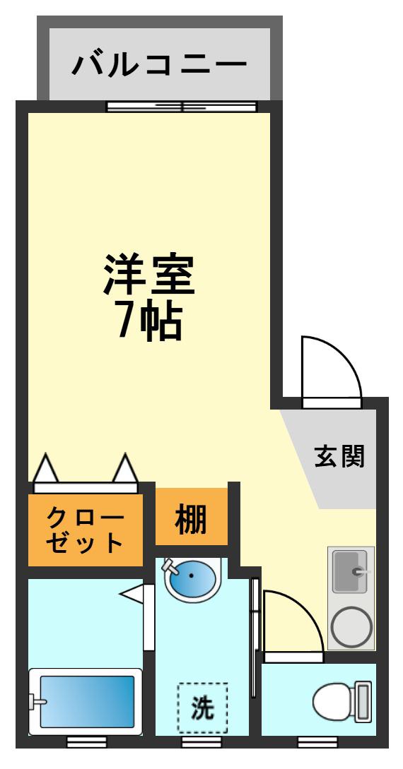 イージーハウスカマクラ(1K/2階)の間取り写真