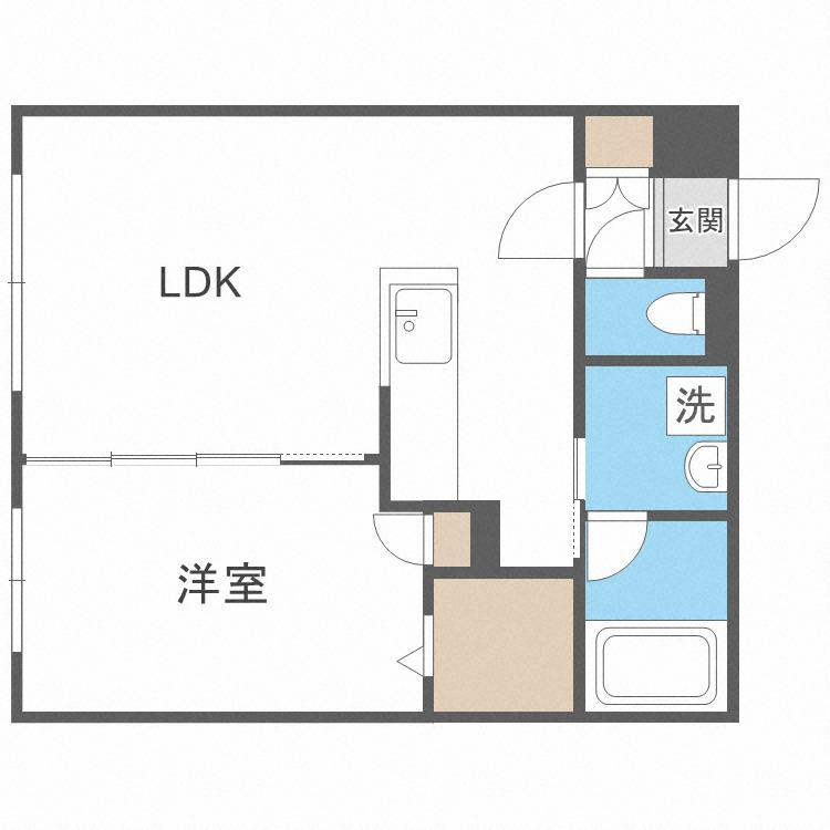 カヌレ菊水(1LDK/3階)の間取り写真