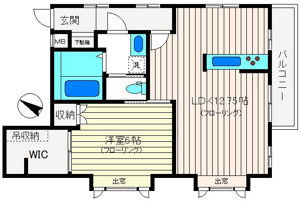 S-1080(1LDK/1階)の間取り写真