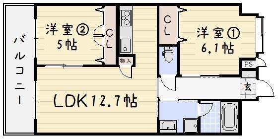 リード大手町(2LDK/8階)の間取り写真
