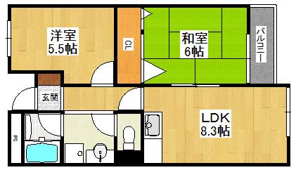 ハイツセピア(2LDK/2階)の間取り写真