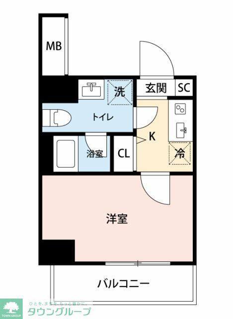 アンベリール川崎サウス(1K/7階)の間取り写真
