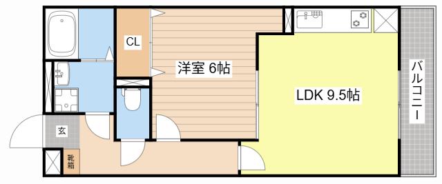 カサレリア(1LDK/2階)の間取り写真