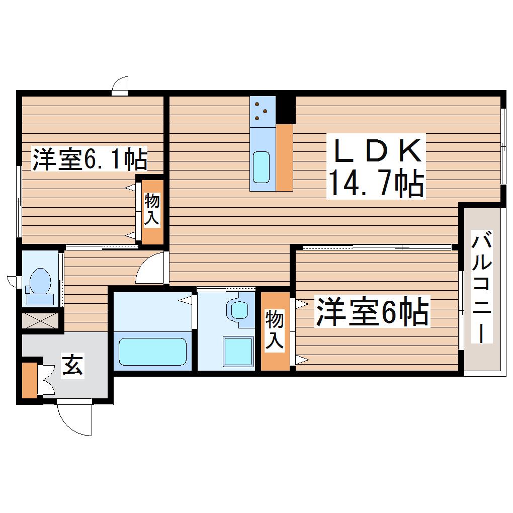 R-GRACIA榴ヶ岡(2LDK/3階)の間取り写真