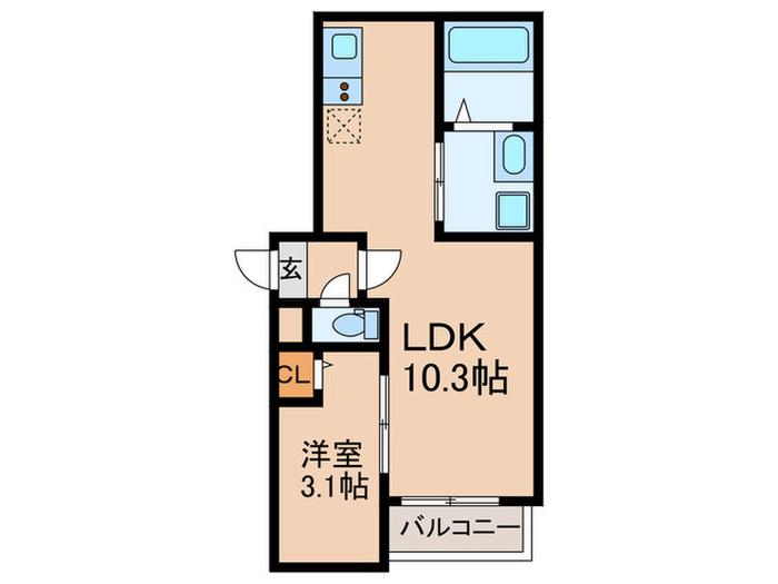 JACK MOTOSHIBATAHIGASHIII(1LDK/3階)の間取り写真
