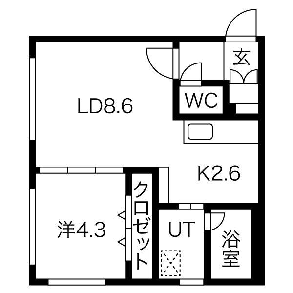 MIEUX VIVRE(1LDK/2階)の間取り写真