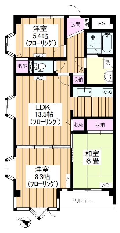 アーバンエリータス(3LDK/2階)の間取り写真