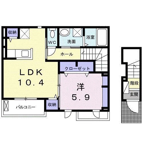 カーサ・グランデ(1LDK/2階)の間取り写真