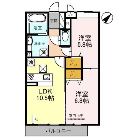シャルムアンジュ(2LDK/2階)の間取り写真