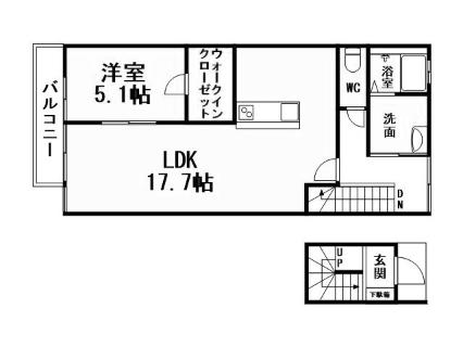 LA CASA FELICE(1LDK/2階)の間取り写真