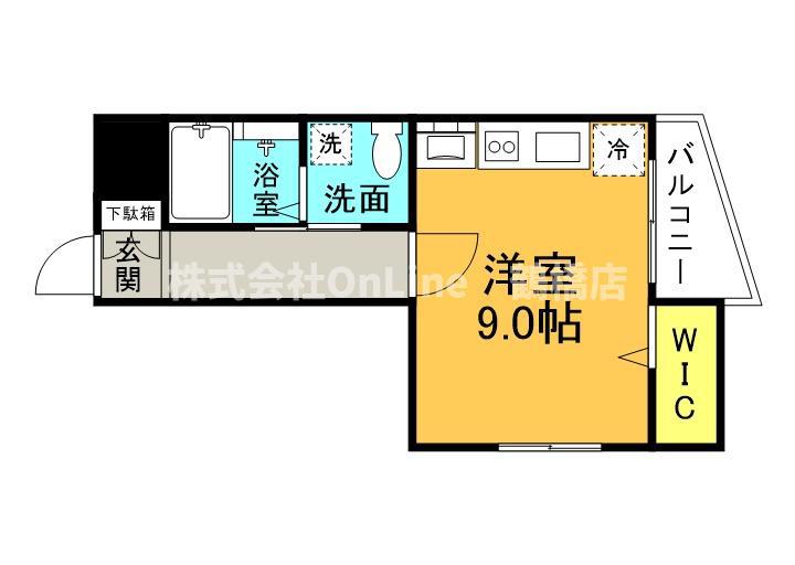 ブルービー玉造(1K/3階)の間取り写真