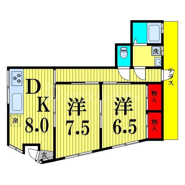 阿久津荘(2DK/1階)の間取り写真