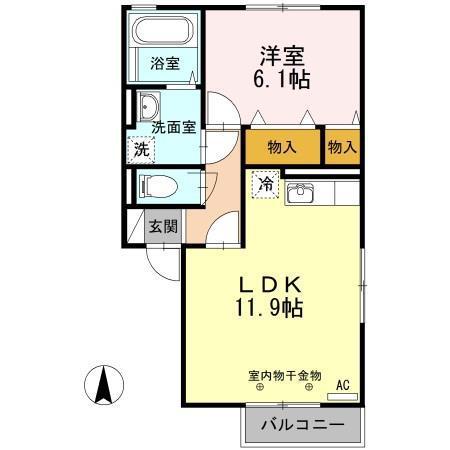 アルカンシェル B(1LDK/2階)の間取り写真