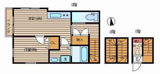ラ・ルミエールII(1LDK/3階)の間取り写真