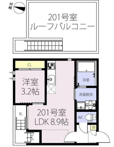 GRANTIC TY松戸(1LDK/2階)の間取り写真