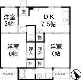 ヴィラナリー夢前(2SDK/2階)の間取り写真