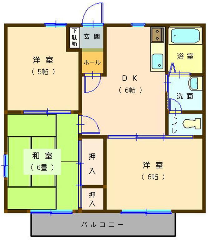 ポラールB(3DK/2階)の間取り写真