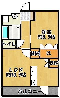 レオネッサ天神(1LDK/1階)の間取り写真