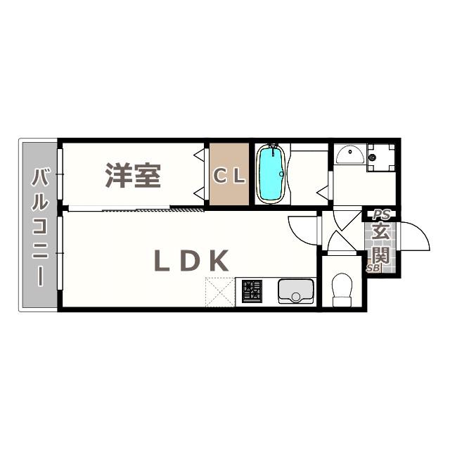 テラ北田辺(1LDK/9階)の間取り写真