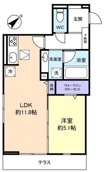 D-MARRONNIER(1LDK/1階)の間取り写真