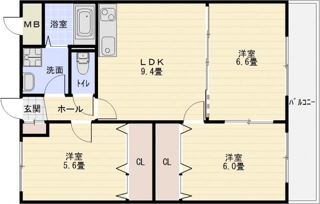 サンウォークⅡ(3LDK/2階)の間取り写真