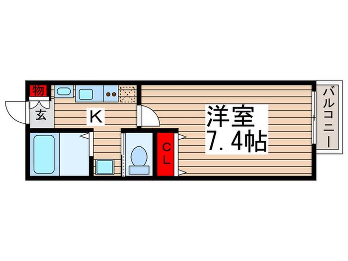 ブロッサムテラス松戸(1K/2階)の間取り写真