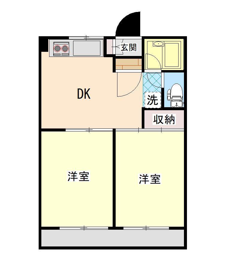 こぐまハイツ(2DK/3階)の間取り写真