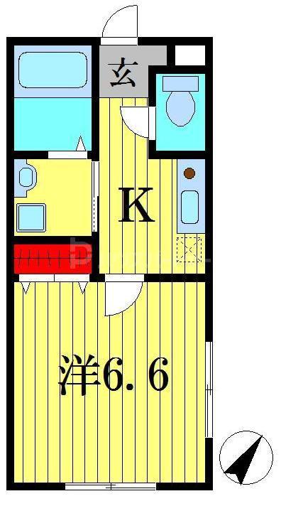 LIEVERA棟(1K/1階)の間取り写真