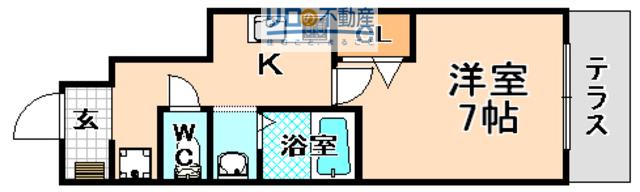 サンフィールド(1K/1階)の間取り写真