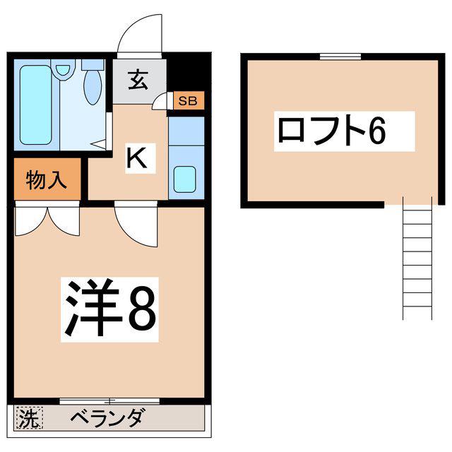 メープルハウスサンリバー(1K/2階)の間取り写真