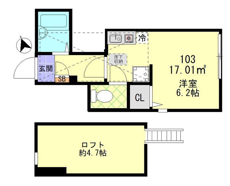 アルモワーズ立川(ワンルーム/1階)の間取り写真