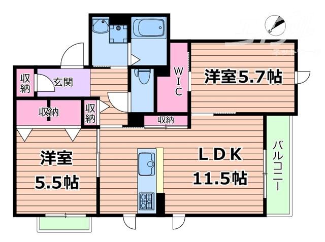 メゾン プレジール(2LDK/2階)の間取り写真