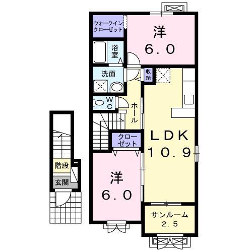 プチメゾン・フォレ(2LDK/2階)の間取り写真