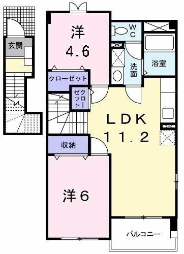 ボンヌ・シャンスIII(2LDK/2階)の間取り写真