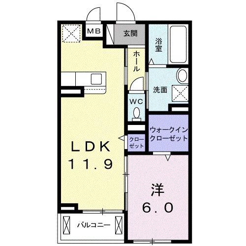 クレール・ド・ルナ(1LDK/3階)の間取り写真